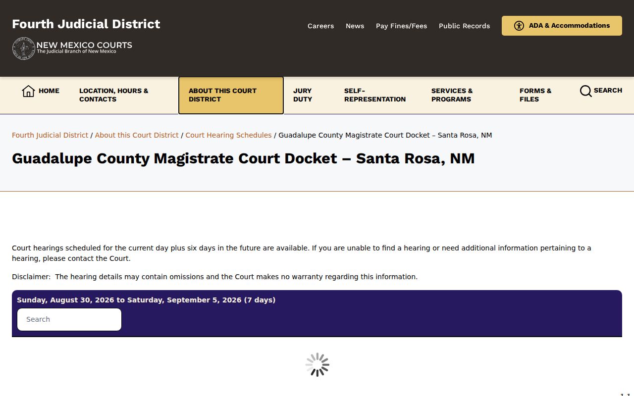 Guadalupe County court calendar Magistrate Court hearing schedule